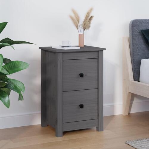 Sengebord 40x35x61,5 cm massivt fyrretræ grå
