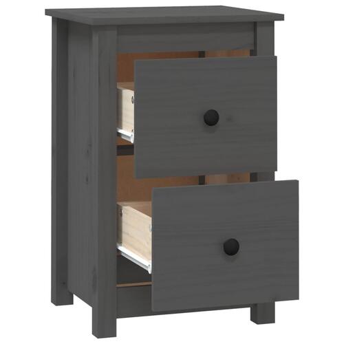 Sengebord 40x35x61,5 cm massivt fyrretræ grå