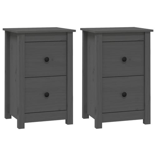 Sengeborde 2 stk. 40x35x61,5 cm massivt fyrretræ grå