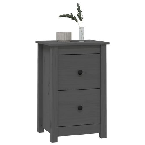 Sengeborde 2 stk. 40x35x61,5 cm massivt fyrretræ grå