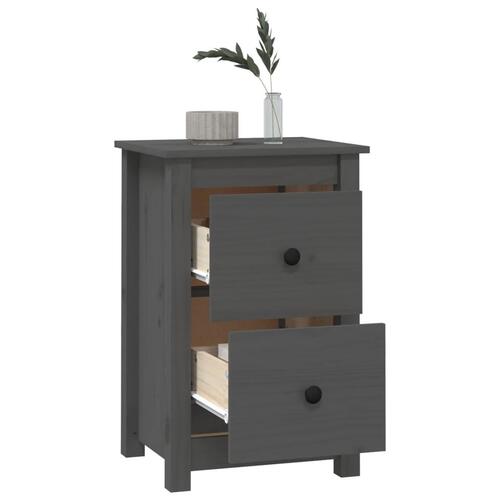 Sengeborde 2 stk. 40x35x61,5 cm massivt fyrretræ grå