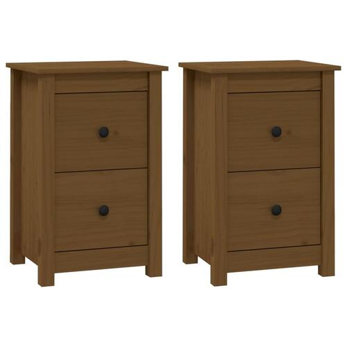 Sengeborde 2 stk. 40x35x61,5cm massivt fyrretræ gyldenbrun