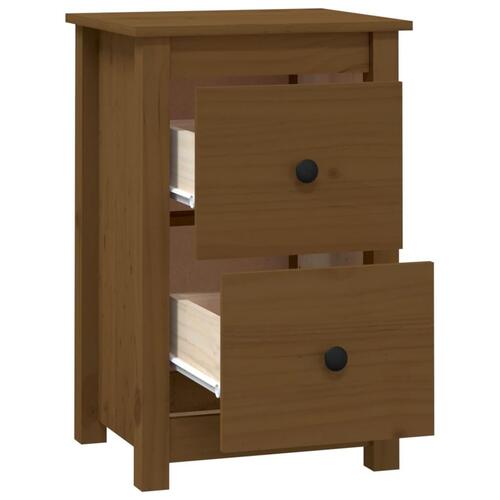 Sengeborde 2 stk. 40x35x61,5cm massivt fyrretræ gyldenbrun
