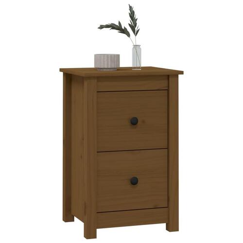 Sengeborde 2 stk. 40x35x61,5cm massivt fyrretræ gyldenbrun