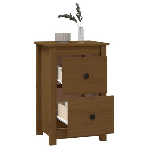 Sengeborde 2 stk. 40x35x61,5cm massivt fyrretræ gyldenbrun
