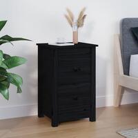 Sengebord 40x35x61,5 cm massivt fyrretræ sort