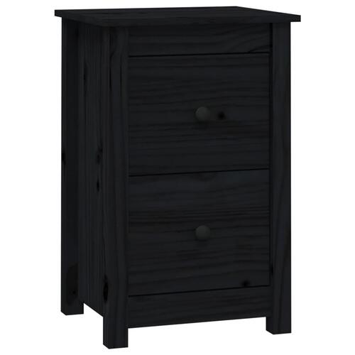 Sengebord 40x35x61,5 cm massivt fyrretræ sort