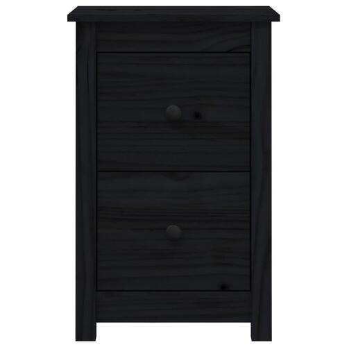 Sengebord 40x35x61,5 cm massivt fyrretræ sort