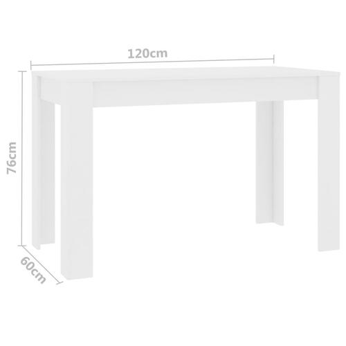 Spisebord 120 x 60 x 76 cm spånplade hvid