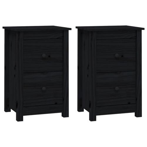 Sengeborde 2 stk. 40x35x61,5 cm massivt fyrretræ sort