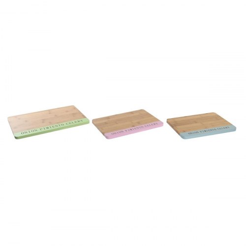 Skærebrætter i bambus - blå, grøn og pink (sæt á 3) 33,5 × 22,4 × 1,2 cm