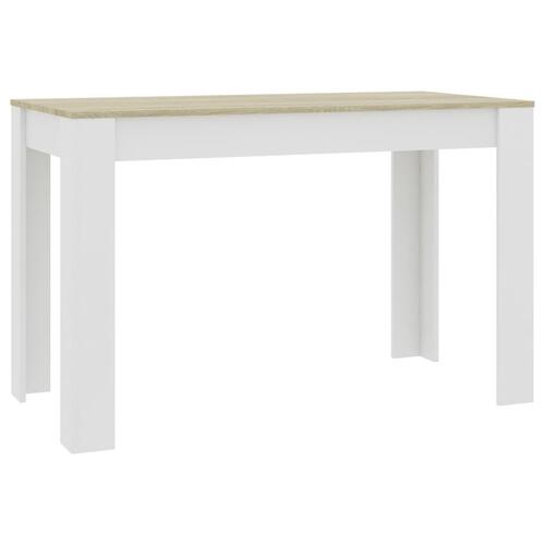Spisebord 120 x 60 x 76 cm spånplade hvid og sonoma-eg