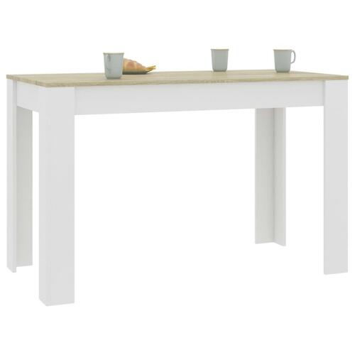 Spisebord 120 x 60 x 76 cm spånplade hvid og sonoma-eg