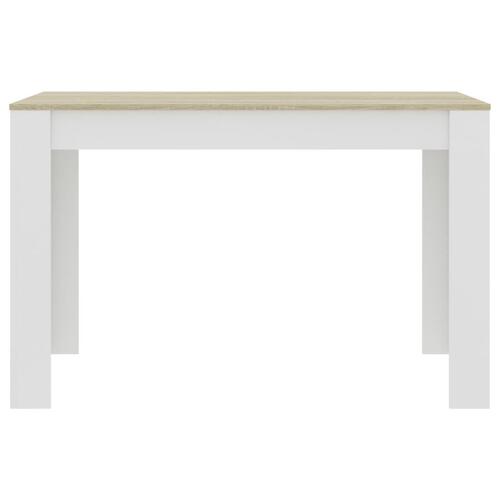 Spisebord 120 x 60 x 76 cm spånplade hvid og sonoma-eg