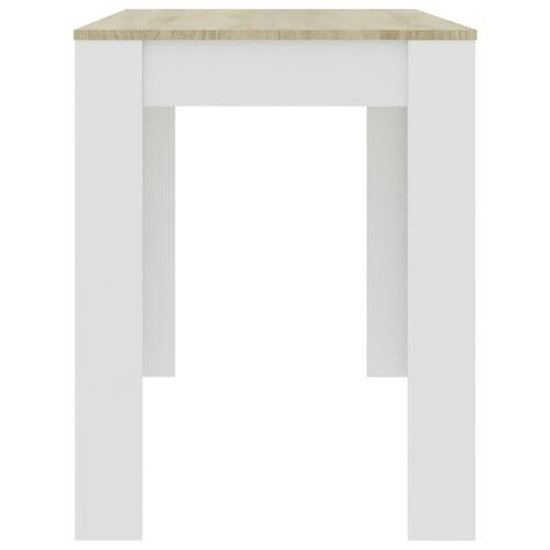 Spisebord 120 x 60 x 76 cm spånplade hvid og sonoma-eg