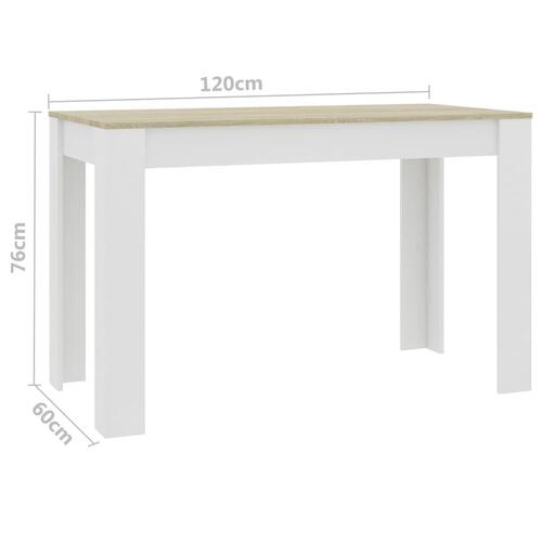 Spisebord 120 x 60 x 76 cm spånplade hvid og sonoma-eg
