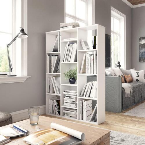 Rumdeler/bogreol 100x24x140 cm konstrueret træ hvid