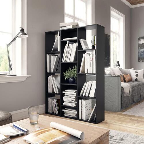 Rumdeler/bogreol 100x24x140 cm konstrueret træ sort