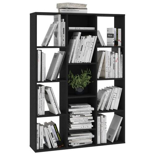Rumdeler/bogreol 100x24x140 cm konstrueret træ sort