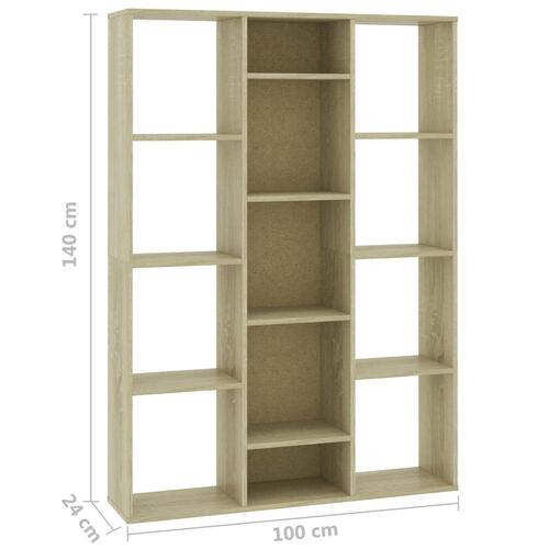 Rumdeler/bogreol 100x24x140 cm konstrueret træ sonoma-eg
