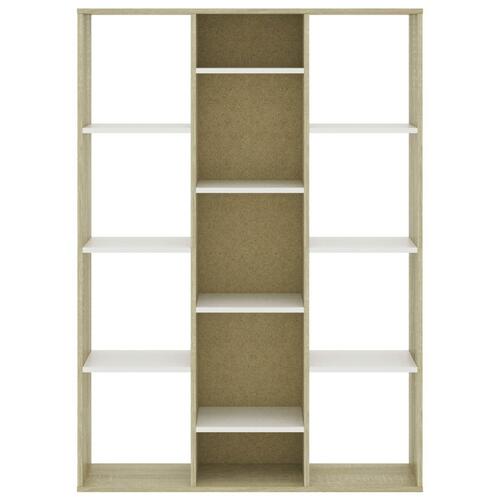 Rumdeler/bogreol 100x24x140cm konstrueret træ hvid og sonoma-eg