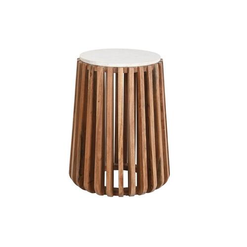 Sofabord Hvid Natur Marmor Mangotræ 47 x 47 x 58 cm