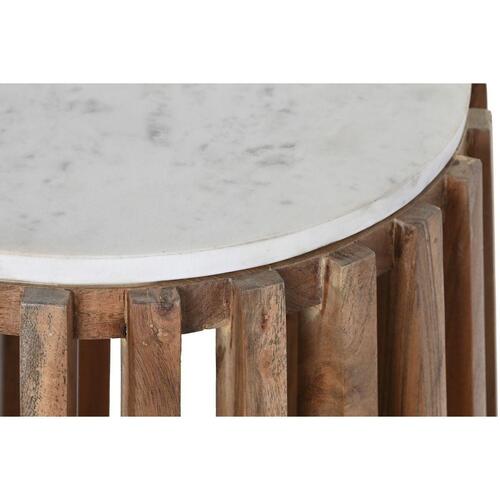 Sofabord Hvid Natur Marmor Mangotræ 47 x 47 x 58 cm