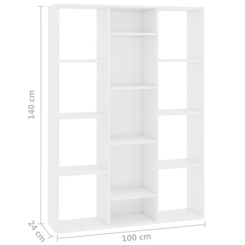 Rumdeler/bogreol 100x24x140 cm konstrueret træ grå højglans