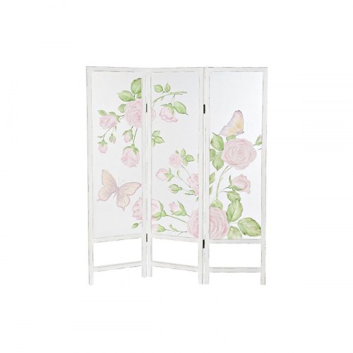 Sammenfoldelig rumdeler i trÃ¦/nylon - hvid/grÃ¸n/pink, 150 Ã 180 cm