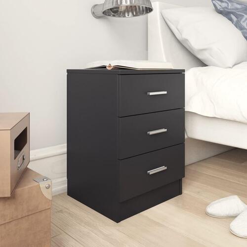 Sengeborde 2 stk. 38x35x56 cm konstrueret træ sort