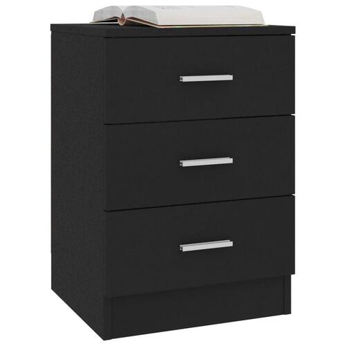Sengeborde 2 stk. 38x35x56 cm konstrueret træ sort