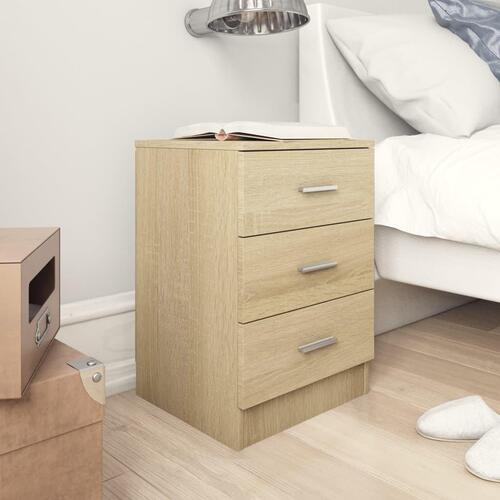 Sengeborde 2 stk. 38x35x56 cm konstrueret træ sonoma-eg