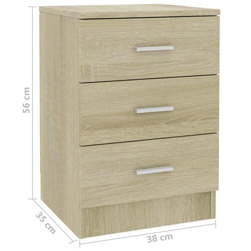 Sengeborde 2 stk. 38x35x56 cm konstrueret træ sonoma-eg