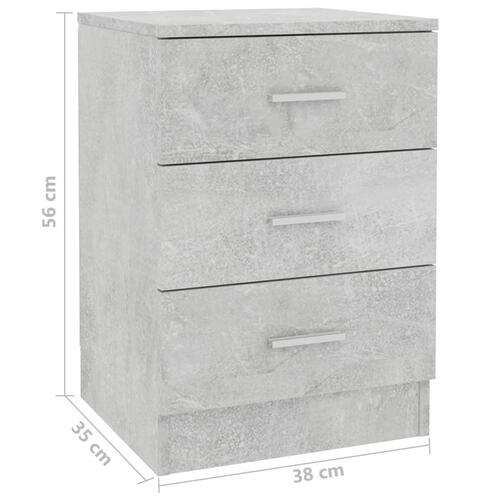 Sengeborde 2 stk. 38x35x56 cm konstrueret træ betongrå