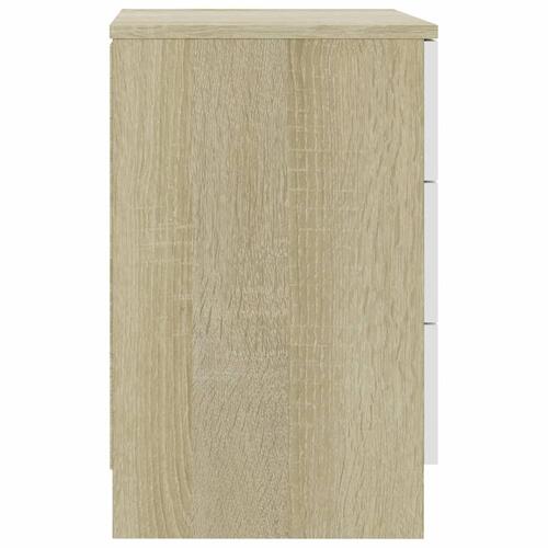 Sengeskabe 2 stk. 38 x 35 x 56 cm spånplade hvid og sonoma-eg