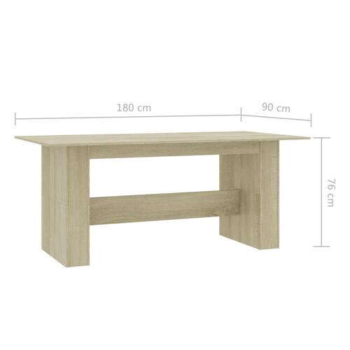 Spisebord 180 x 90 x 76 cm spånplade sonoma-eg