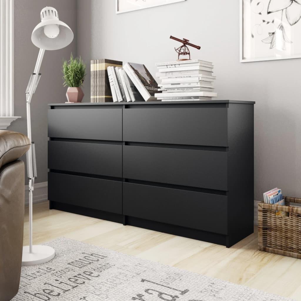 Skænk 140x35x76 cm konstrueret træ sort