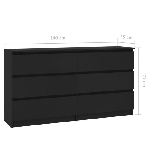 Skænk 140x35x76 cm konstrueret træ sort