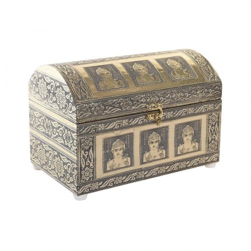 Smykkeskrin 25 × 15,5 × 18 cm - Champagne/Beige - træ og aluminium