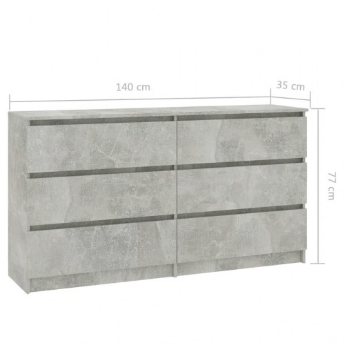 Skænk 140x35x76 cm konstrueret træ betongrå