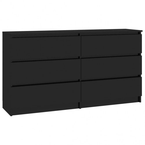 Skænk 140x35x76 cm konstrueret træ sort højglans