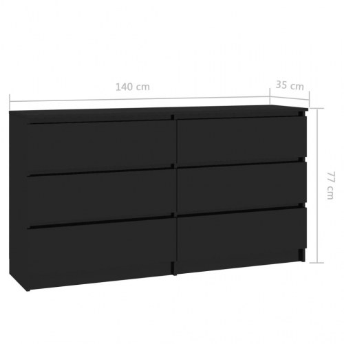 Skænk 140x35x76 cm konstrueret træ sort højglans