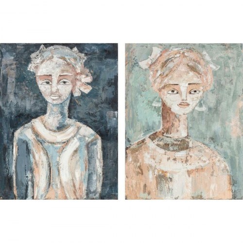 Lærredsmaleri i fyrretræ - sæt af 2 (90 × 120 cm)