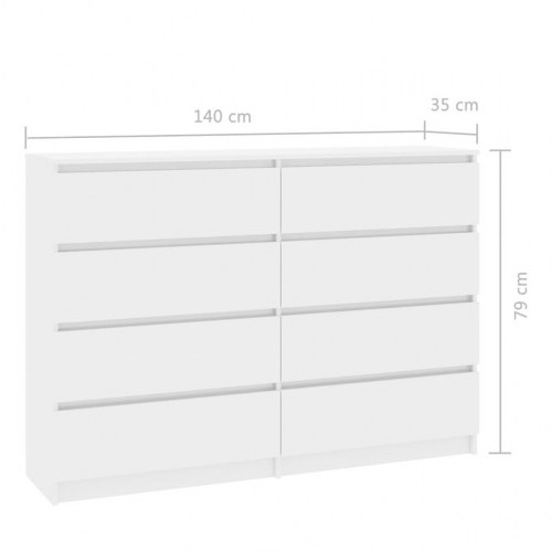 Skænk 140x35x99 cm konstrueret træ hvid højglans