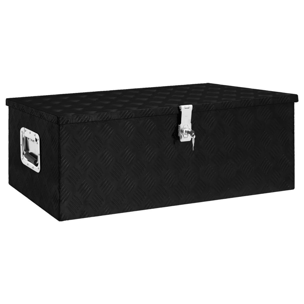 Opbevaringskasse 90x47x33,5 cm aluminium sort