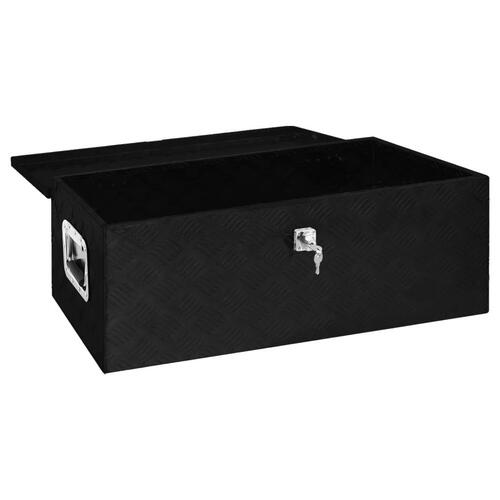 Opbevaringskasse 90x47x33,5 cm aluminium sort