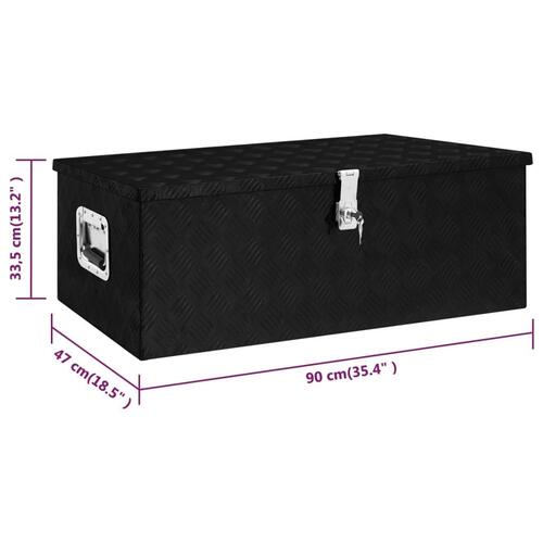 Opbevaringskasse 90x47x33,5 cm aluminium sort