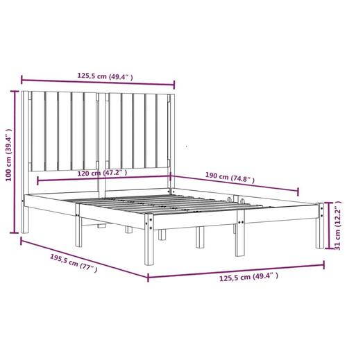 Sengeramme 120x190 cm Small Double massivt træ sort