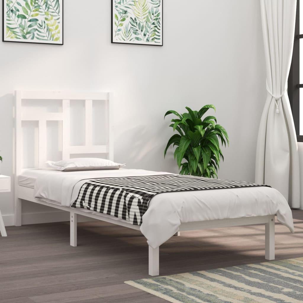 Sengeramme 75x190 cm Small Single massivt træ hvid