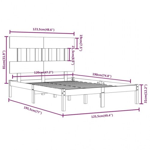 Sengeramme 120x190 cm Small Double massivt træ sort